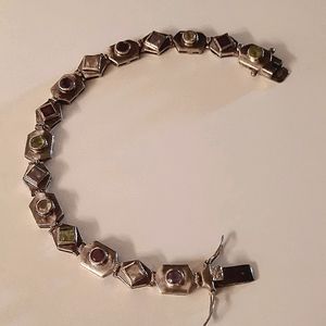 Antique Sterling Silver Gem Bracelet.